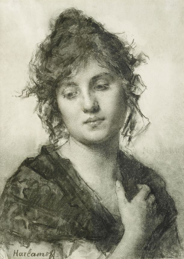 Alexei Alekseevich Harlamoff - Portrait of a Young Woman | MasterArt